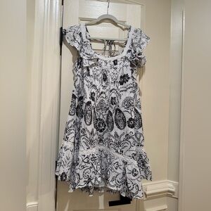 Maeve White and Black Printed Mini Dress